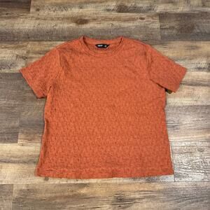 Simply Vera Wang Textured T-Shirt Jersey Top Burnt Orange 2XL Stretch Fall Boho